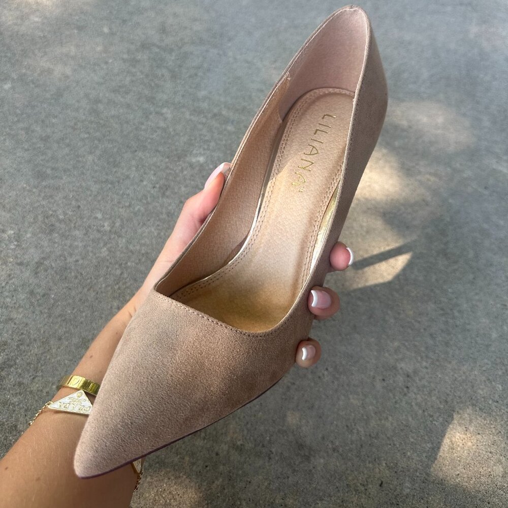NEW Lilliana Nude High Heels Pointed Toe - Picture 4 of 4